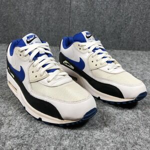 Nike Air Max 90 Mens 9 White Black Blue Running Sneakers 325018-117